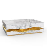 Brass Stone White Sculptural Form Coffee Table