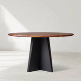 Jacob Round Wood Dining Table with Vertex Base