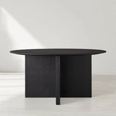 Saint Germain Round Oak Wood Dining Table with Clement Base