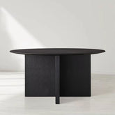 Saint Germain Round Oak Wood Dining Table with Clement Base