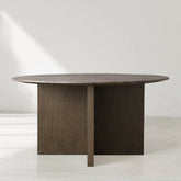 Saint Germain Round Stone Top Dining Table with Clement Wood Base