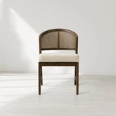 Aimee Dining Side Chair with Oak Wood Frame and Rattan Cane Back