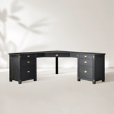 Telegraph Corner Desk Solid Wood Office Desk With Storage And Outlets