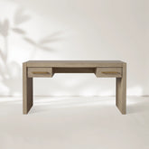 Bodhi Writing Desk Handcrafted From Solid White Oak With Brass Drawer Pulls