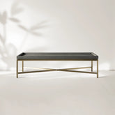 Malone Coffee Table Modern Steel Base With Embossed Leather Shagreen Top