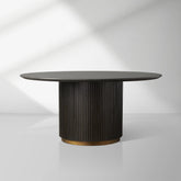 Finnley Round Wood Dining Table With Carrara Marble or Bluestone Top