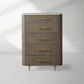Finnley Wood Five-Drawer Dresser with Marble Top Drawer Chest Cabinet