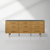 Finnley Wood Nine-Drawer Dresser with Natural Stone Drawer Chest Cabinet