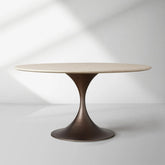 Aero Saint Germain Dining Table Round Marble Stone Tabletop Tulips Dining Table with Launette Steel Base