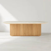 Beaumont Outdoor Teak Dining Table with Stone Tops