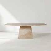 Ilaria Dining Table in Beige Coralle Marble with Pedestal Base
