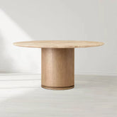 Ligné Emperador Round Dining Table with Marble Top and Oak Base