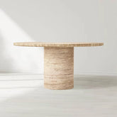 Vitolo Carved Round Natural Marble Dining Table