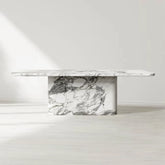 Vitolo Carved Rectangular Natural Marble Dining Table