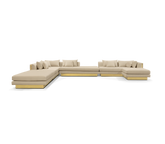 Brass Stone Gold Sculptural Form Sofa