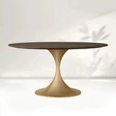 Round Wood Dining Table with Launette Base