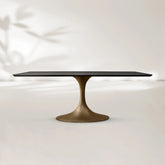 AVRA Rectangular Wood Dining Table with Oval Base