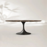 AVRA Oval Stone Dining Table with Oval Base