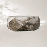 Lysa Geometric Natural Onyx Coffee Table with Solid Wood Frame