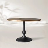 Wade Round Recycled Metal Dining Table with Cast Iron Base