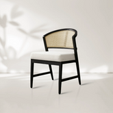Aimee Dining Side Chair with Oak Wood Frame and Rattan Cane Back