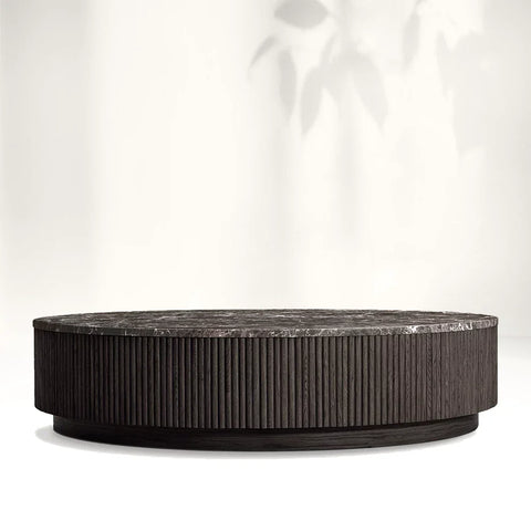Mulho Oak Wood & Stone Round Coffee Table Mulho Oak Wood & Stone Round Coffee Table