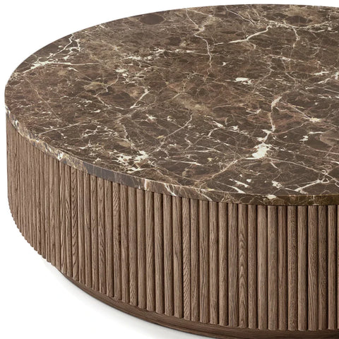 Mulho Oak Wood & Stone Round Coffee Table Mulho Oak Wood & Stone Round Coffee Table