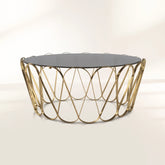 Brass Glass Sculptural Form Coffee Table