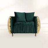 Brass Leather Sculptural Form Armchair