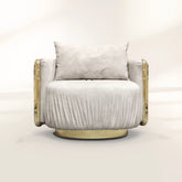 Brass Wood Sculptural Form Armchair