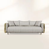 Brass Wood Sculptural Form Sofa