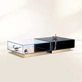 Brass Glass Gold Sculptural Form Coffee Table Brass Accents