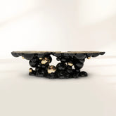 Brass Glass Black Sculptural Form Coffee Table