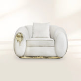 Brass Leather Sculptural Form Armchair