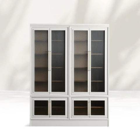 Rowan Modular Stacked Reeded Glass Plinth Cabinet Rowan Modular Stacked Reeded Glass Plinth Cabinet