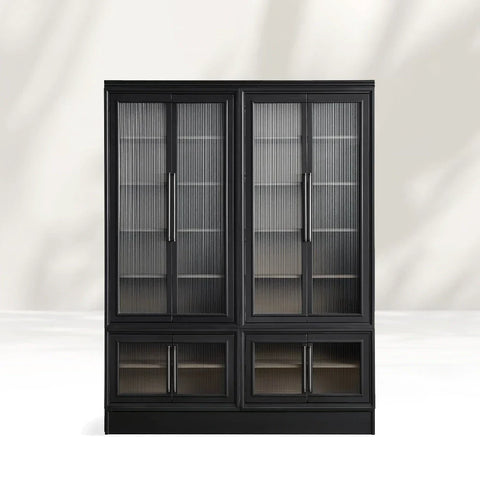 Rowan Modular Stacked Reeded Glass Plinth Cabinet Rowan Modular Stacked Reeded Glass Plinth Cabinet