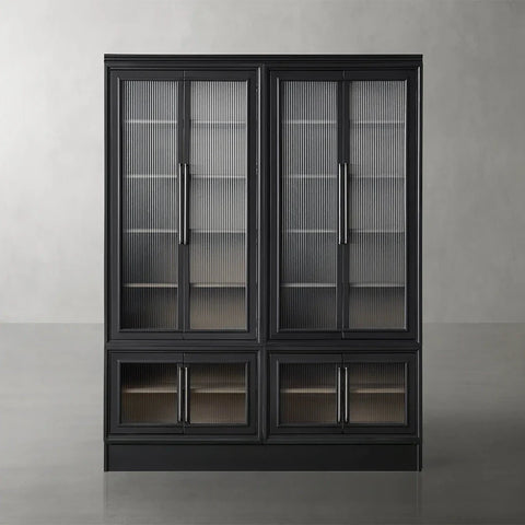Rowan Modular Stacked Reeded Glass Plinth Cabinet Rowan Modular Stacked Reeded Glass Plinth Cabinet