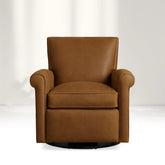 Rudy Leather Rolled Arm Swivel Recliner