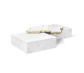 Luxury Sculptural Coffee Table Black & White High-Gloss Marble Finish