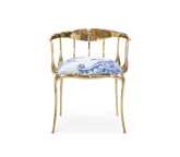 No 11 Azulejo Print Polished Brass Heritage Chair