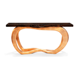 Infinity Consoles Curved Copper Leaf Entryways Cabinet Table
