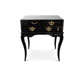 York Right Baroque High Gloss Black Nightstand