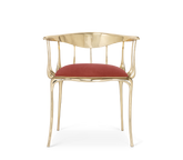 No 11 Burgundy Velvet Polished Gold Surrealist Dining Chair