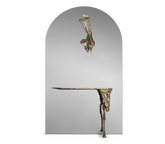 Brass Glass Gold Sculptural Form Console Table