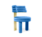 Kerr Tiered Velvet Polished Brass Dining Chair