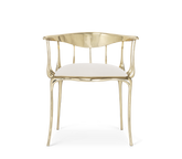 No 11 Cream Velvet Surrealist Polished Gold Dining Chair