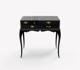 Melrose Baroque High Gloss Black Nightstand