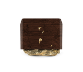 Angra Small Walnut Root Organic Gold Base Nightstand