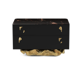 Angra Organic Brass Base Marble Top Nightstand