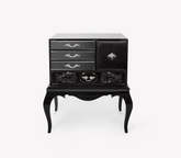 Brooklyn Baroque High Gloss Black Bedside Nightstand